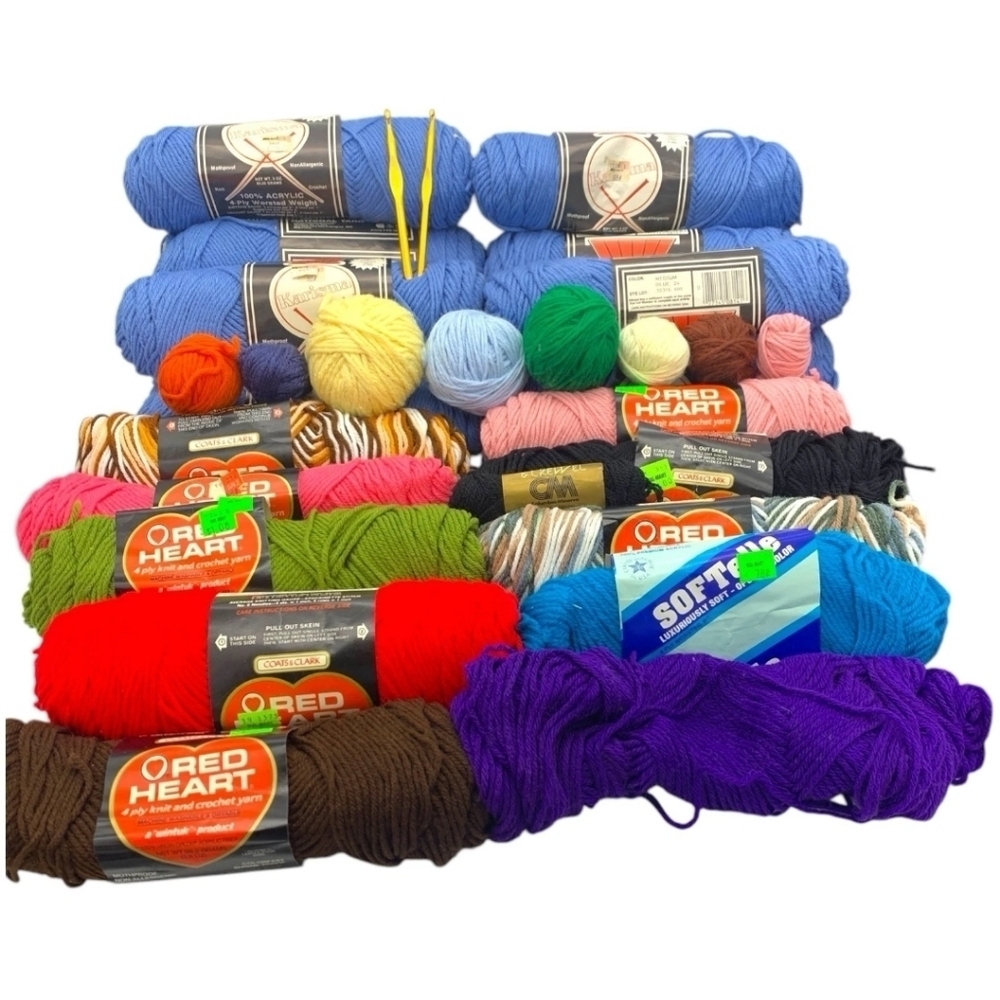 Vintage Yarn Red Heart Karisma SofTelle Various Colors 22 Skeins NEW Crafts
